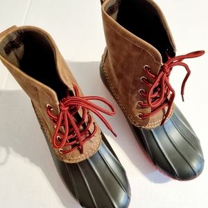 Marley Lily Brown Red Bottom Duck Boots WITHOUT Monogram Inserts Sz 7 Waterproof